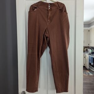 Lane Bryant Chocolate Buttoned Trousers